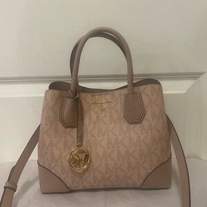 Michael Kors Blush Logo Satchel with Gold Hardware